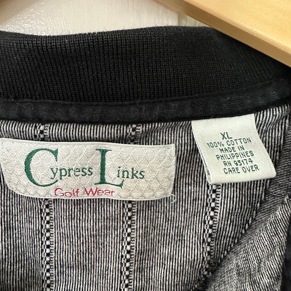 Cypress Links Mens Polo Shirt XL Golf‎ Wear Athletic Black White 3 Button Front - Picture 2 of 5